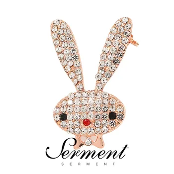 

SERMENT Cute Rabbit Brooches Classic Cartoon Bunny Brooch Pins Crystal Pins For Kids Jewelry Accessories Gift Brooches for women