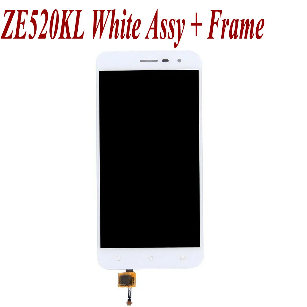 Без битых пикселей 5,2 ''для ASUS Zenfone 3 ZE520kl ЖК-дисплей Z017D Z017DA Z017DB ZE 520KL сенсорный экран дигитайзер Замена+ инструмент - Цвет: White Assembly Frame