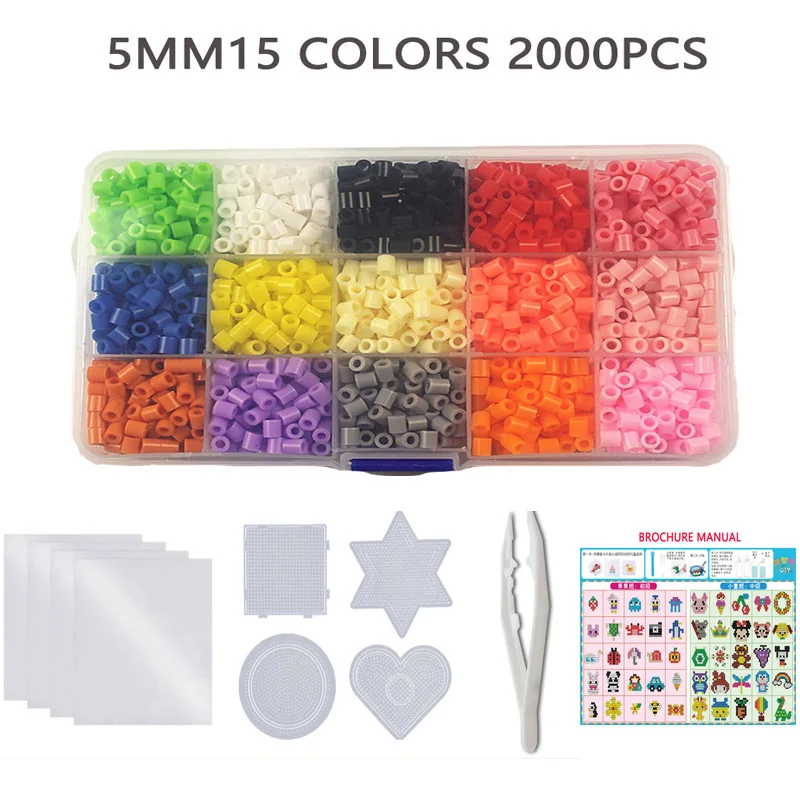 5mm Hama beads 15 24 48color/set perler beads Iron Paper ironing beads Diy  puzzles pegboard Handmade toys for girls 2
