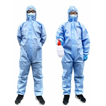 

Medical Disposable Protective Coverall Blue Protective Clothing Hooded Suit Breathable Surgical Isolation Gown