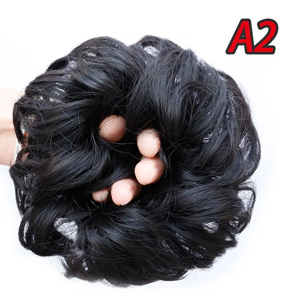 Женские вьющиеся шиньон волосы на заколках для наращивания пучок волос для невест 8 цветов синтетические высокотемпературные волокна волос кольцо - Цвет: 3