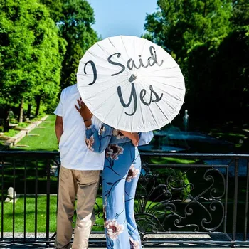 

Engagement Announcement Parasol, custom Wedding decoration Umbrella, Anniversary Accessory,Photography Prop couple gift Banner