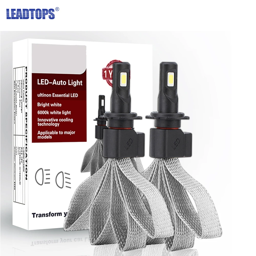

LEADTOPS 2 шт. H7 LED H4 6000K светодиодная лампа H1 H3 H8 H9 H11 9005 9006 880 автомобисветильник 12 в Fe