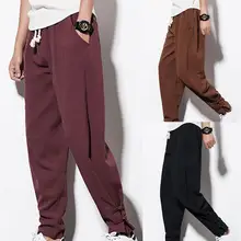 

75% New Arrival!!! Casual Men Drawstring Pockets Ankle Tie Cotton Linen Plus Size Loose Harem Pants