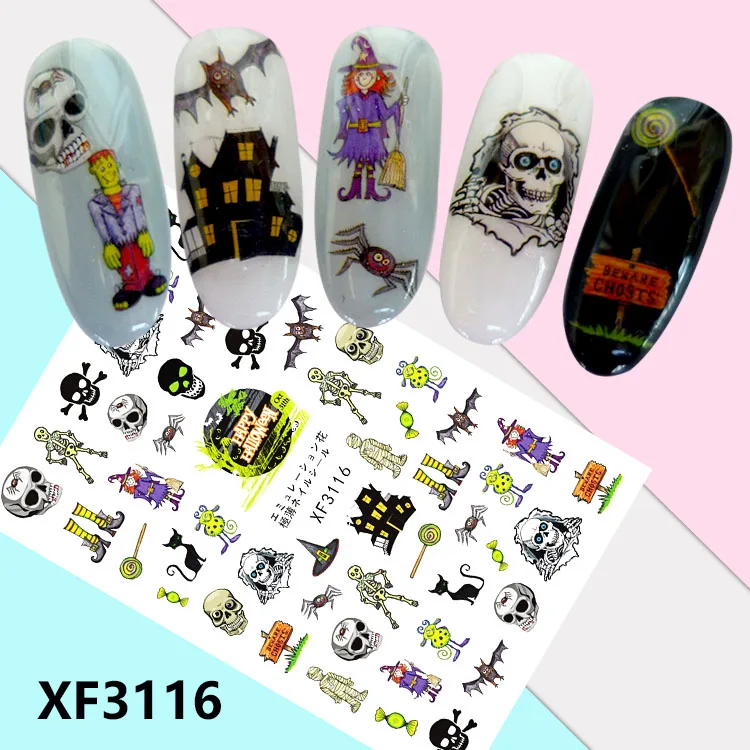 XF3116 Хэллоуин моделей! Лак для ногтей задний клей дизайн ногтей стикер для украшения ногтей - Цвет: XF3116