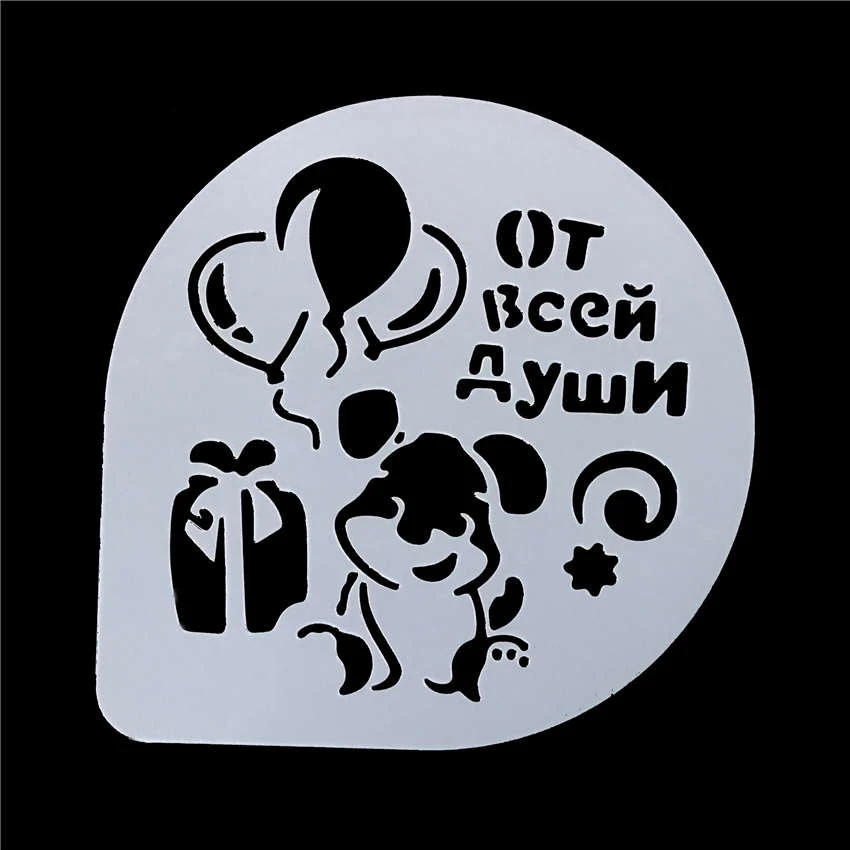 Шоколад 3 вида DIY мультфильм дизайн праздновать вечерние пластмассовый трафарет для торта Pad инструмент Strew Duster кекс украшения формы для выпечки FQ4129 - Цвет: Шоколад