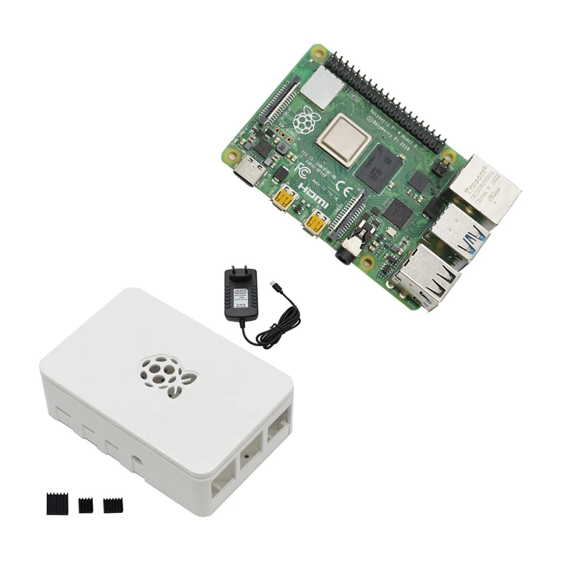 Для Raspberry Pi 4B ABS белый чехол 2G Оперативная память DIY Kit с радиатором 5V 3A Мощность адаптер для Raspberry PI 4 модели B