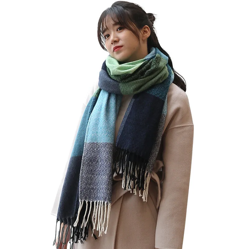 

Brand deigner plaid scarf for women winter cashmere scarves fashion tassel pashmina scarfs hijab stoles bufandas ladies sjaal
