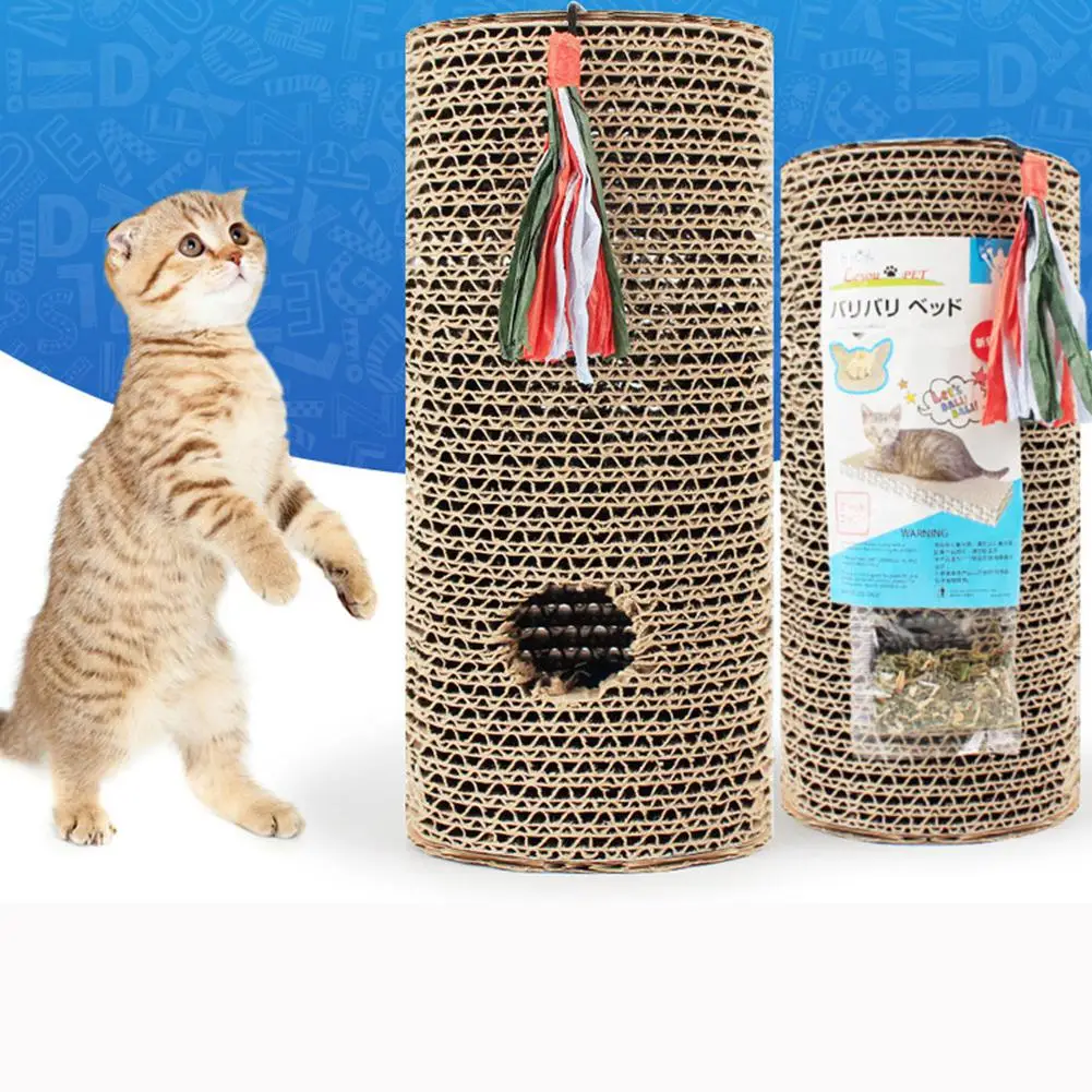 Хоббилан цилиндрической формы кошка царапина доска с кисточкой мяч Pet натуральный царапин инстинкт Скребок Игрушка