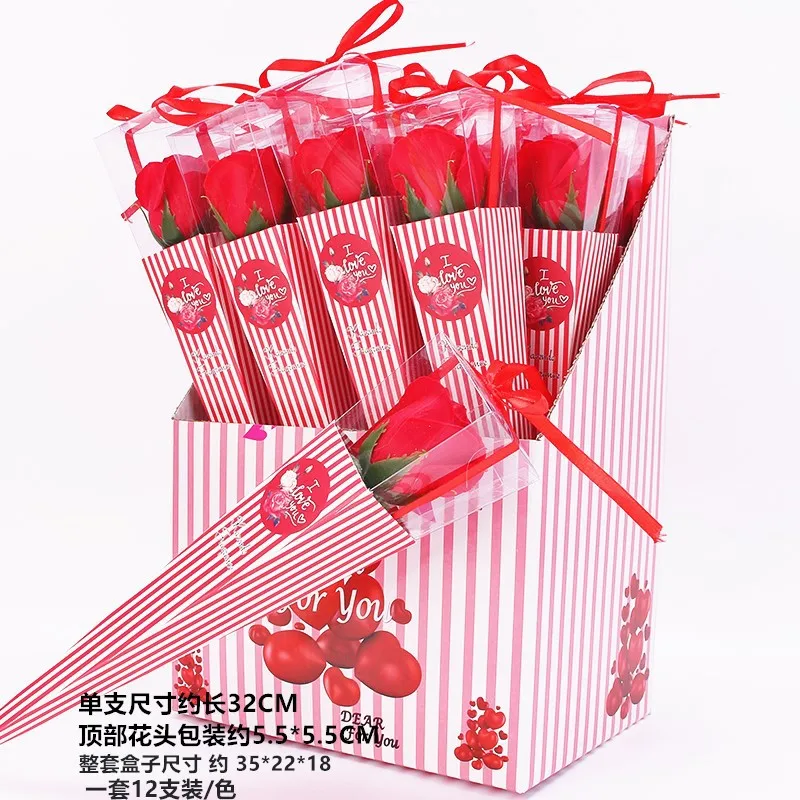 

Cross Border Single Bottle Rose Soap Flower Artificial Flower Imitation Flowers Teacher's Day Gift Creative Practical Small Gift