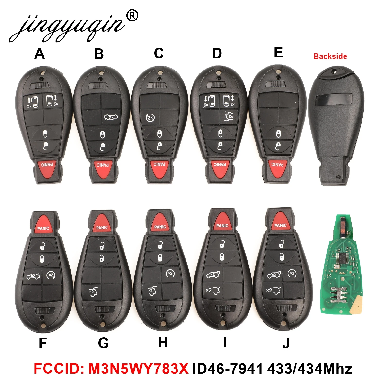 2/3/4/5/6/7 кнопочная дистанционный смарт ключ брелок для Chrysler M3N5WY783X IYZ C01C GQ4 53T 433 МГц