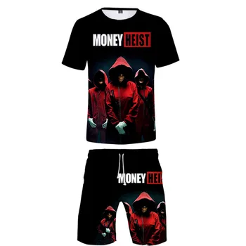 

Hot sale La Casa De Papel Two Pieces Sets 3D Fashion Print Money Heist The House Of Paper T Shirt + Shorts Suit Summer Tracksuit