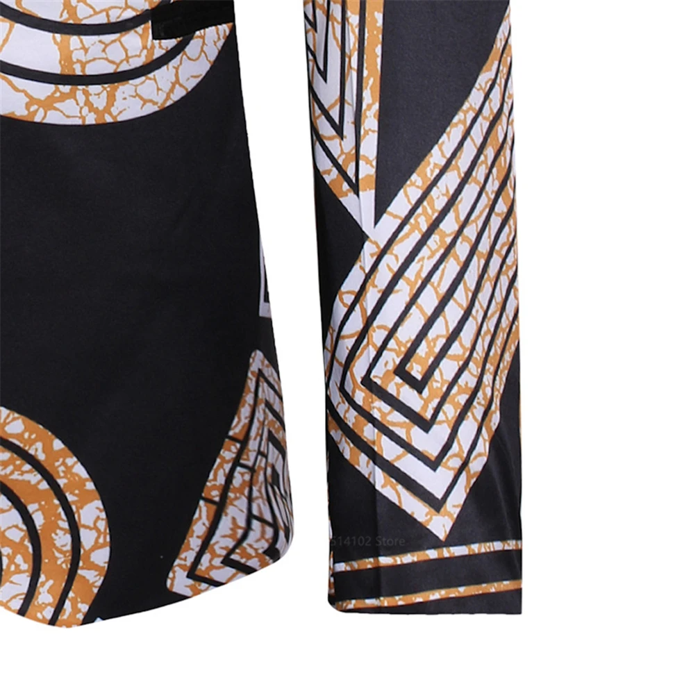 Men 2022New Dashiki African Clothes Fashion Clothing Buttons Geometric Print Jacket Cardigan Male Suit African Dresses For Women