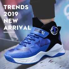 Всесезонные баскетбольные кроссовки для мальчиков, черные, синие, спортивная обувь для мальчиков, резиновые, пригодные для носки, баскетбольные кроссовки для больших мальчиков, размер 31-39