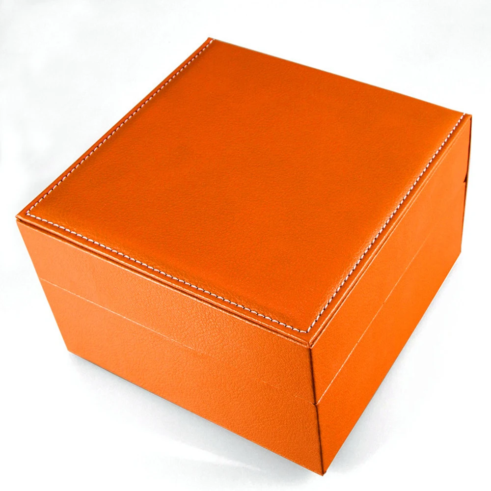 Luxury High Grade Orange Watch Box PU Leather Watch Storage Box Case Organizer for Automatic Watch Organizer Logo Customization