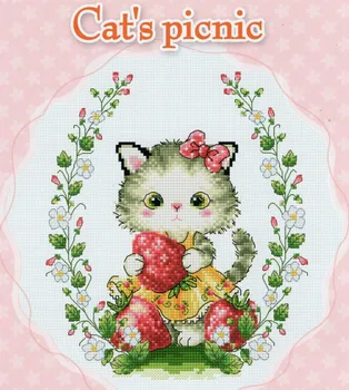 

GG Piggyhan pig cross stitch kit Animal cotton thread SODA-3248 Picnic Cat stitching embroidery DIY