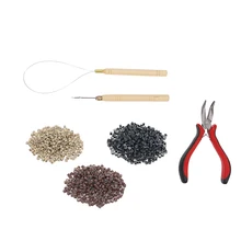 Набор инструментов для наращивания волос, плоскогубцы, тянущий крюк, бисерное устройство, микро бусины+ Тянущая игла+ кольцевая игла+ щипцы, парикмахерский набор