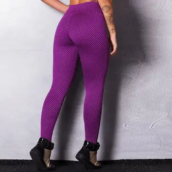 

Purple honeycomb print push up leggings women's leginsSlim fit fashion legging femme Elastic workout leggings high waist legging