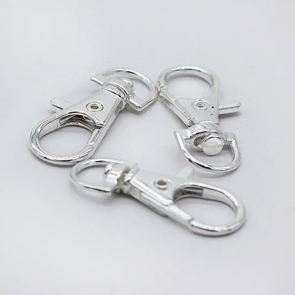 10p 36mm Gold Silver Key Ring Bag Key Fob Ring Keyring Swivel Trigger Clip Lobster Clasp Hook for Keychain Making lanyard Buckle - Цвет: silver