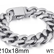 Кубинская цепочка, мужской браслет, 21 см, нержавеющая сталь, 18 мм, 13 мм, ширина, массивная цепочка, мужской браслет, ювелирные изделия