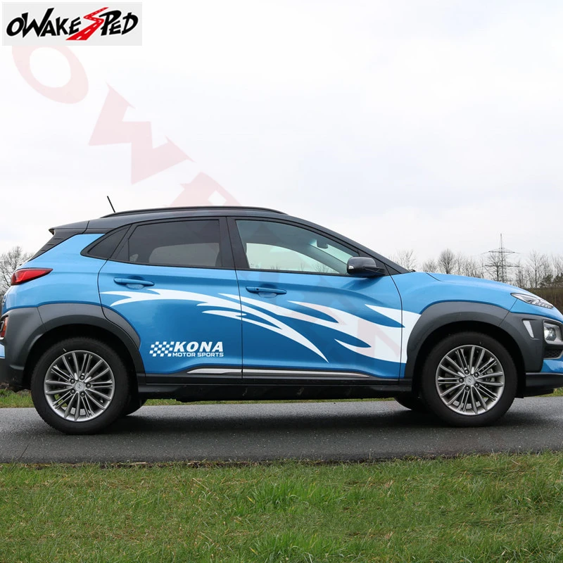 

Car Body Door Side Both Decor Sticker Flame Sport Graphics Vinyl Body Decal For Hyundai KONA Auto Styling Accessories Stickers