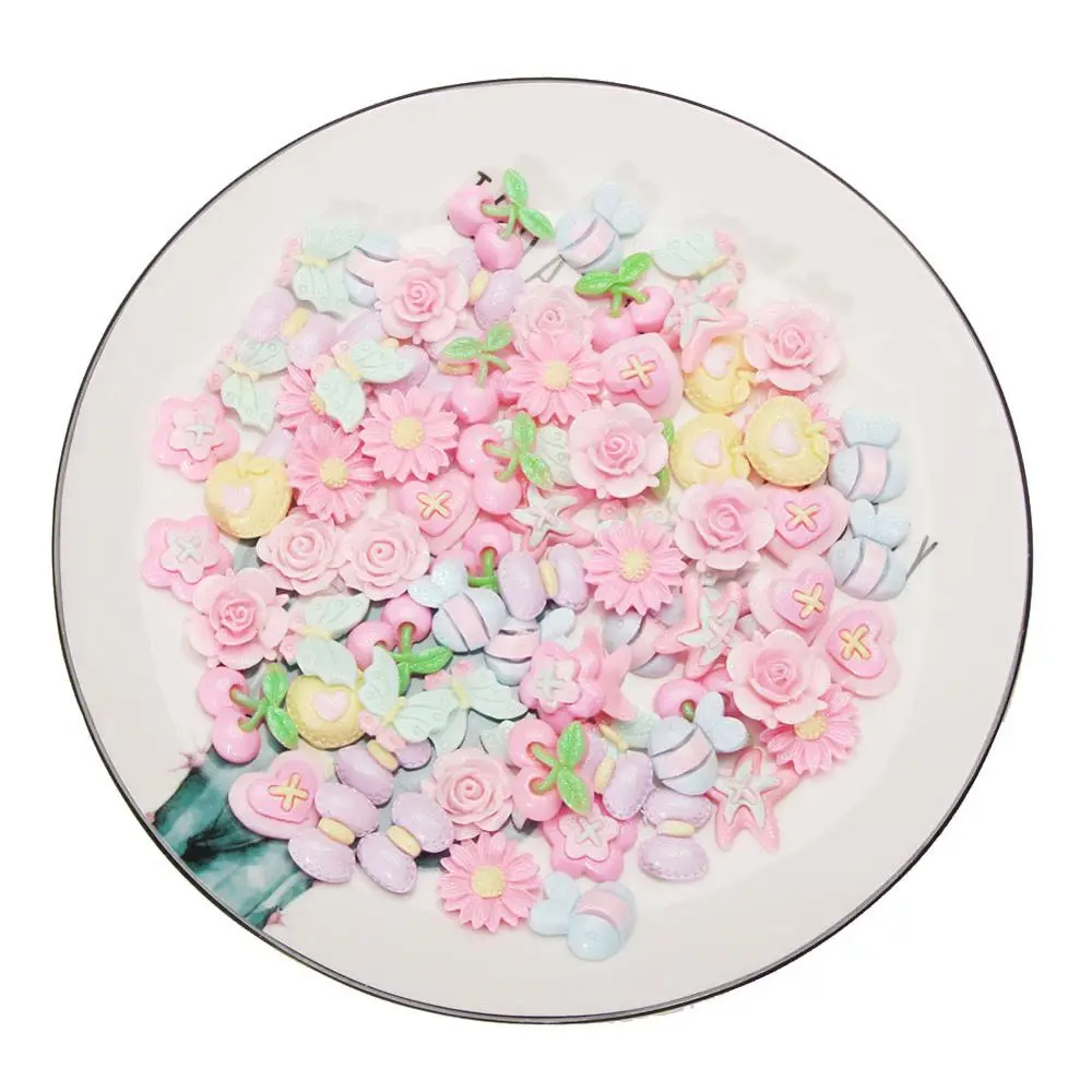 16~ 22 мм блестящие цветы из полимера, розы, фруктовый бант леденец с плоским основанием кабошон кавайные украшения DIY ювелирные изделия для скрапбукинга - Цвет: RCN-3