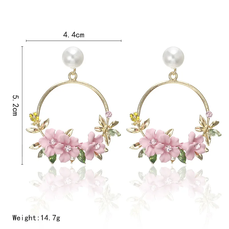 Корейский стиль серьги-кольца цветок для женщин круглые жемчужные серьги подарок для элегантных сережек модные подарки