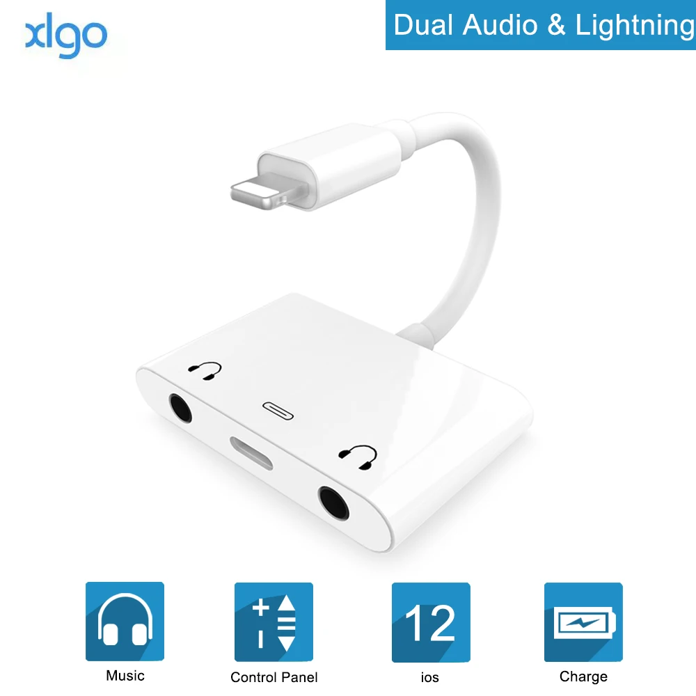 Аудиоадаптер для наушников Lightning/Dual DC3.5 мм Aux разъем разветвитель телефонных