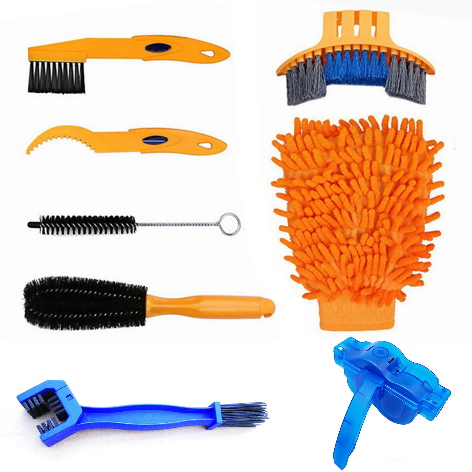 8pcs/Set Bicycle Chain Cleaner Scrubber Brush Set Cycling Cleaning Kit