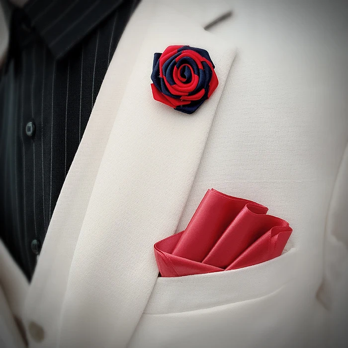 Flower Brooches Мужской женский нагрудный галстук на булавке брошь Карманный квадратный носовой платок Свадебный костюм вечерние пальто куртка платок броши в форме цветка розы корсаж - Цвет: Flower Brooches