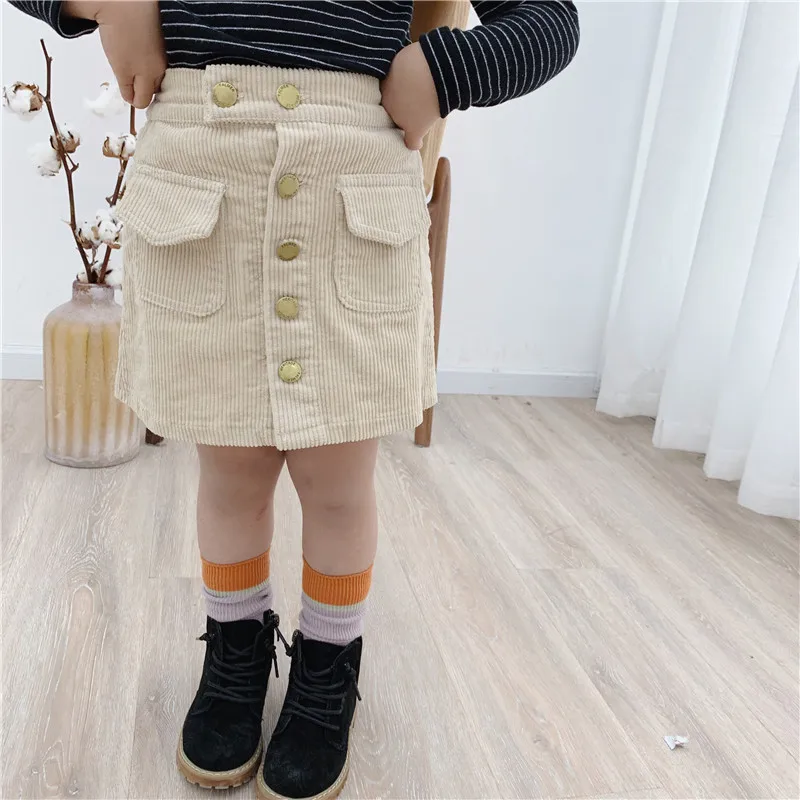 WLG/юбка для маленьких девочек; Детские повседневные юбки бежевого и кофейного цвета; Осенняя универсальная юбка для девочек