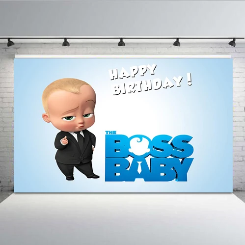 

Little Men Boss Baby Birthday Party Backdrop for Photo Studio White and Light Blue Striped Photography Backgrounds 7x5FT Vinyl