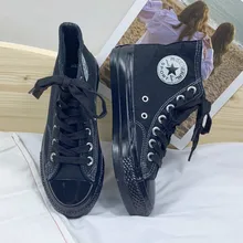 Модные высокие кроссовки; парусиновая обувь; женская обувь; белые женские однотонные кроссовки на плоской подошве со шнуровкой; Chaussure Femme; I2-49