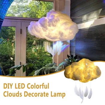 DIY Led Light Night Lamp Handmade Cotton Clouds Lights Hanging For Birthday Gift Home Bedroom Indoor Lighting Decorations#A 3
