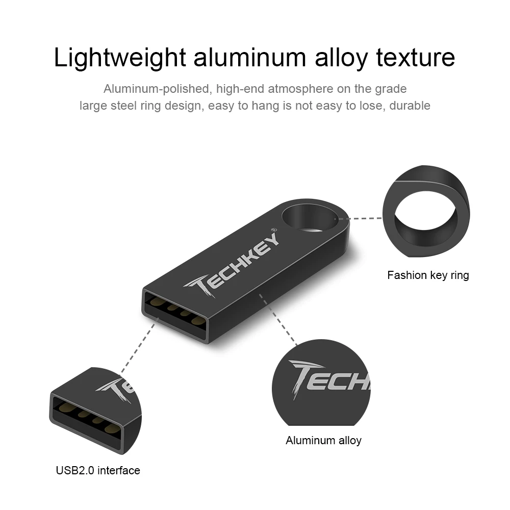 USB флеш накопитель Techkey металлическая Водонепроницаемая флешка на 32 ГБ 16 64 128