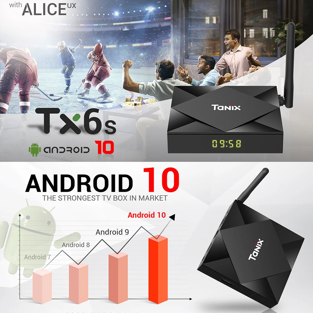 Billig Tanix TX6S Smart TV Box Android 10 4GB RAM 32GB 64GB Allwinner H616 Quad Core Android 10,0 TV Box H.265 4K Media player 2GB 8GB