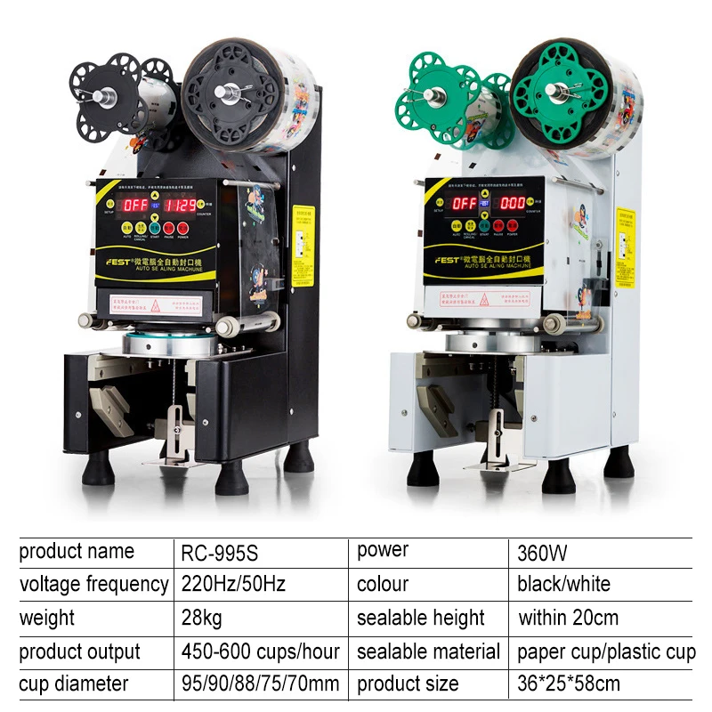 US $579.77 Automatic Sealing Machine Commercial Milk Tea Shop 360W Intelligent Control Household Soy Cup Sealing Machine 220V110V