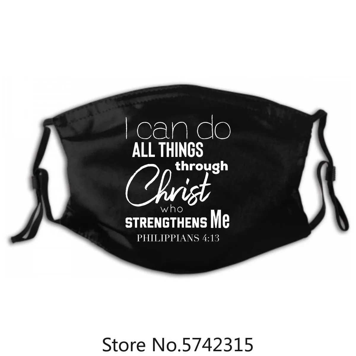 

100% Cotton Washable Reusable Mask with PM2.5 Filters 5 Layers Black Christian Themed Bible Verse Mask Jesus Christ Tee