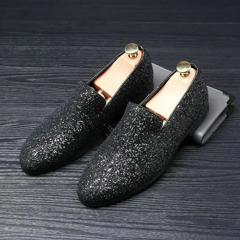 

Male Driver Dress Loafers Pointed Toe Moccasin Wedding Sequin Shoes fashion Men Leather Casual Flat Slip-On shoes 48 A51-41