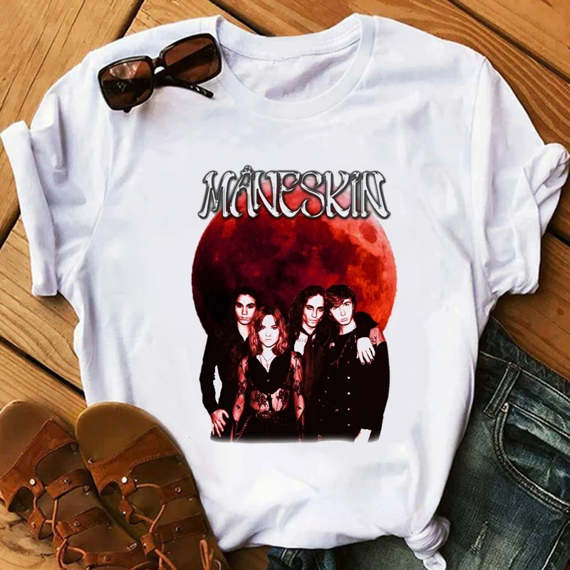 女性tシャツmaneskinロックバンドmåneskinグラフィックプリントt