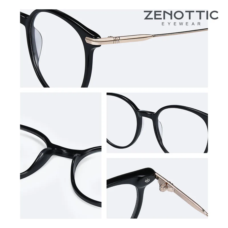 ZENOTTIC-gafas graduadas redondas Retro para mujer, lentes fotocromáticas para miopía, hipermetropía, montura antirayos azules - Imagen 5