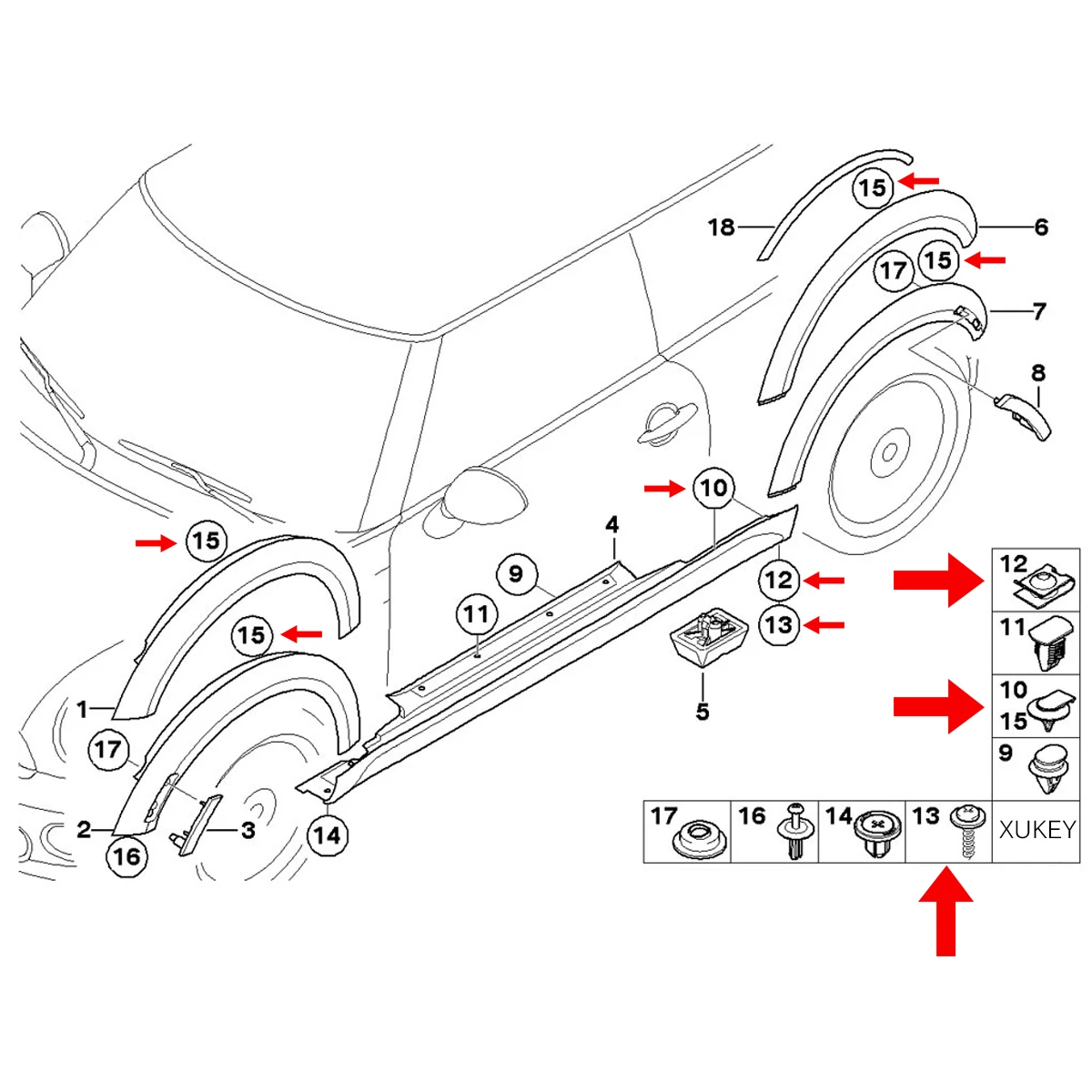 40pcs Chassis Engine Guard Metal Nut/Screw Washers U-shape Clip Car Fender Bumper Cross Head Screws For BMW E46 E92 E90 F10