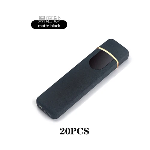20PCS Matte Black 20 шт./лот, ветрозащитная usb-зажигалка, ультратонкая сенсорная индукция для мужчин, гаджеты для мужчин, подарки, аксессуары для сигарет - Цвет: 20PCS Matte Black