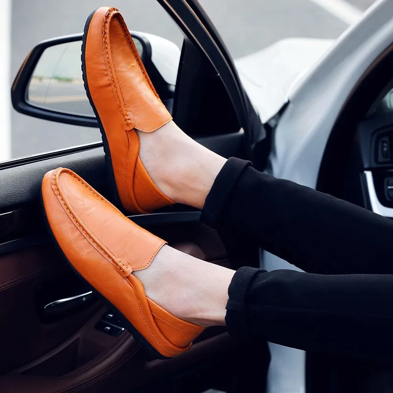 

High Quality Genuine Leather Men Loafers Fashion Slip-on Driving Shoes Men Moccasin Boat Shoes Causal Flats Men Shoes Size 38-44