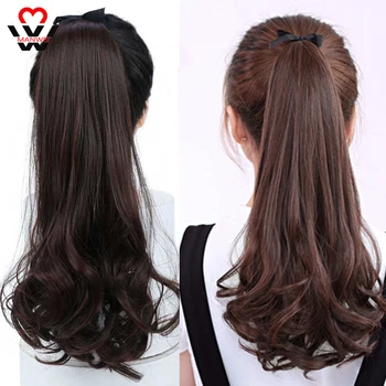 

MANWEI Brown Black Hair Extensions Heat Resistant Synthetic Hair Extensions Long Ponytail Hair Extensions Drawstring Ponytail