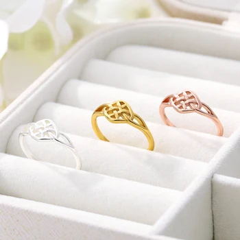 

Wholesale 10pcs Women's Fashion Love Heart Knot Ring Stainless Steel Ring