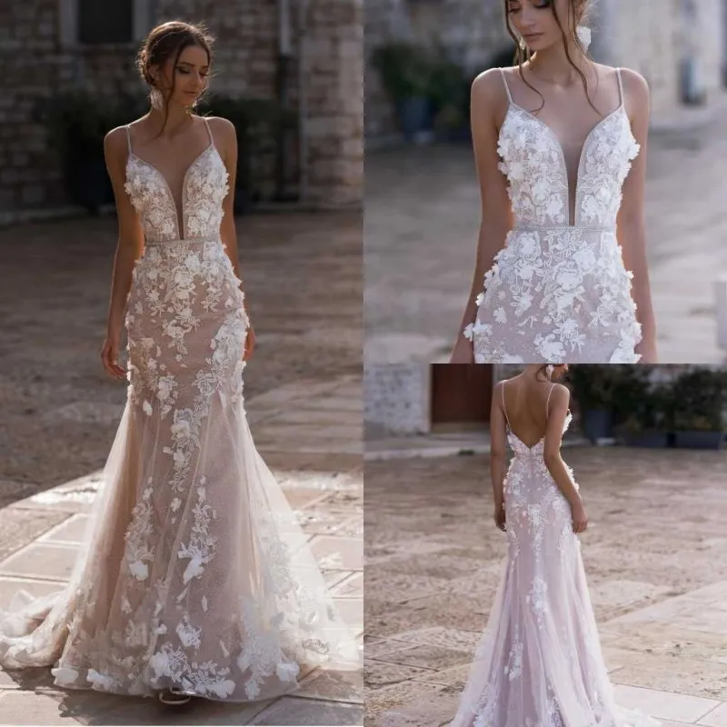 Сексуальное пляжное свадебное платье русалки на заказ, кружевное цветочное свадебное платье с аппликацией Vestido De Novia