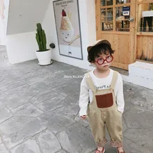 Весенняя модная клетчатая Лоскутная подвязка для мальчиков и девочек г. Детский хлопковый большой комбинезон с карманами детские брюки с подтяжками