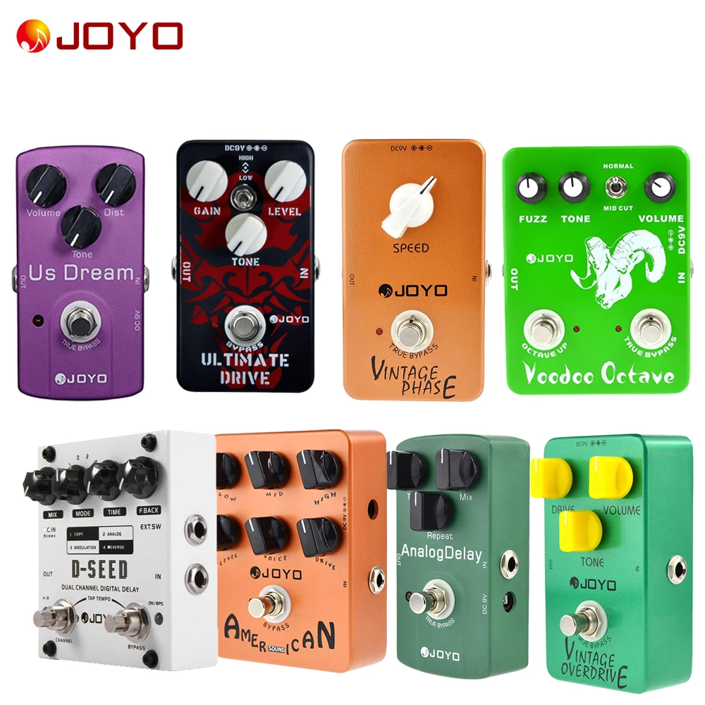 

JOYO Guitar Pedal Digital Delay Analog Delay Phase Distortion Voodoo Octave Fuzz Vintage/Ultimate Drive Overdrive Amp Simulator