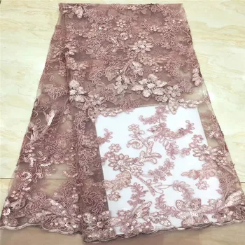

Madison Sew African French Sequins Lace Fabric 2019 High Quality Lace Nigerian Tulle Mesh Lace Fabrics For Wedding Dress